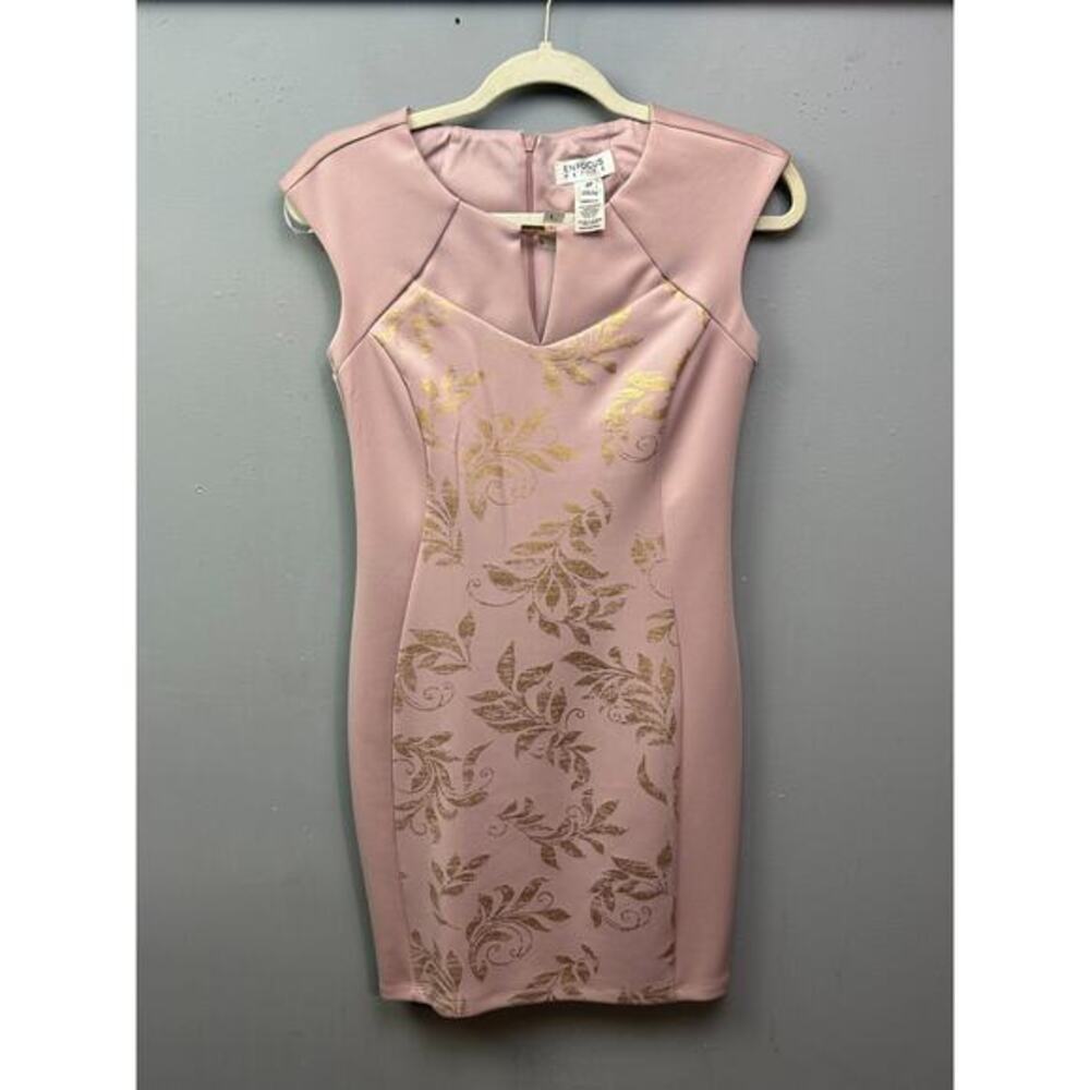 Enfocus Petite Sheath Dress Womens 4P Rose Gold Fitted Stretch Office Career NEW